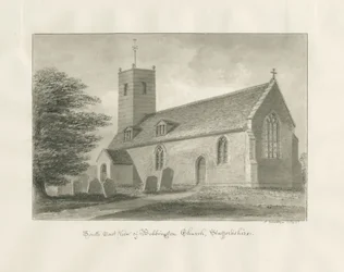 Bobbington Church: sepia-tegning