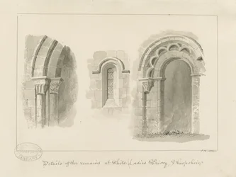 Brewood - Whiteladies Priory (Ruin): sepia-tegning