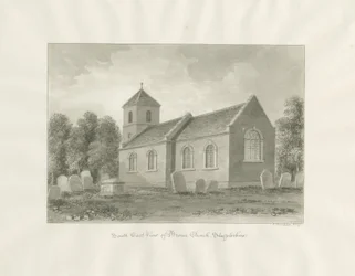 Broom (nå Worcestershire) kirke: sepia-tegning