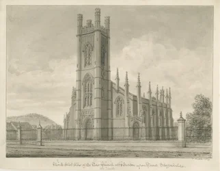 Burton-upon-Trent - Holy Trinity Church: sepia-tegning, 1839