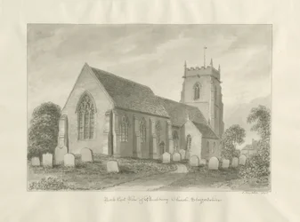 Bushbury Church: sepia-tegning