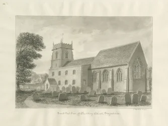 Bushbury Church: sepia-tegning, 1845