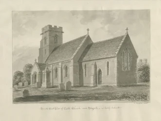 Slottskirken - Kirke: sepia tegning