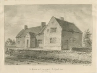 Caverswall Village - Gamle hus: sepia-tegning