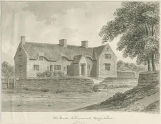 Caverswall Village - Old Houses: sepia-tegning, 1840