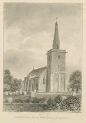 Church Eaton Church: sepia-tegning