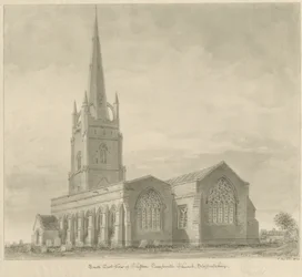 Clifton Campville Church: sepia-tegning