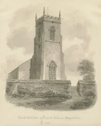 Codsall kirke: sepia tegning