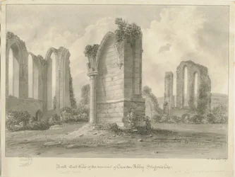 Croxden Abbey: sepia-tegning