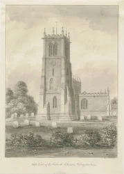 Eccleshall kirke: sepia-tegning