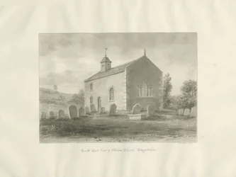 Elkstone Chapel: sepia-tegning