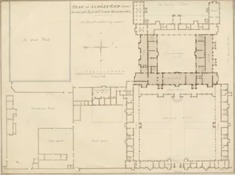 Essex - Audley End - Plan: sepia-tegning, 1815