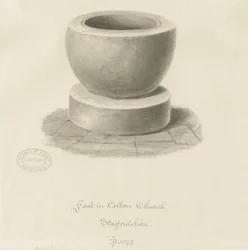Font i Colton Church: sepia-tegning, 1842