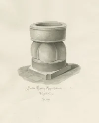 Font i Rowley Regis Church: sepia-tegning