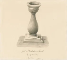 Font i Wolstanton Church: sepia-tegning