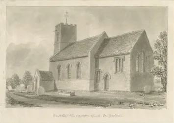 Gayton Church: sepia-tegning, 1841