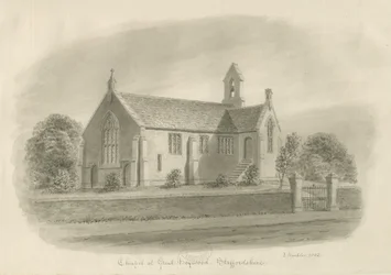 Great Haywood Chapel: sepia-tegning