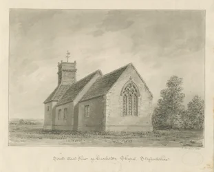 Harlaston Chapel: sepia-tegning