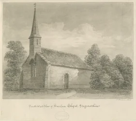 Haselour kapell: sepia-tegning, 1828