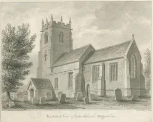 Horton kirke: sepia tegning