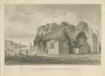 Ilam kirke: sepia-tegning, 1839