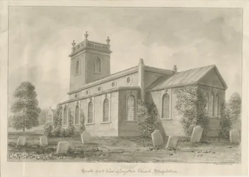 Ingestre kirke: sepia tegning
