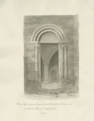 Interiør i Standon Church: sepia-tegning, 24. mai 1847 (tegning)