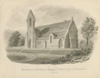 Knightley Chapel: sepia-tegning