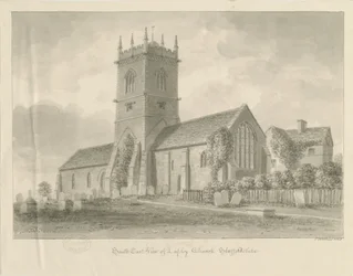 Lapley Church: sepia-tegning