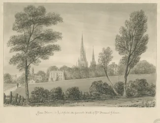 Lichfield - Stowe: sepia-tegning