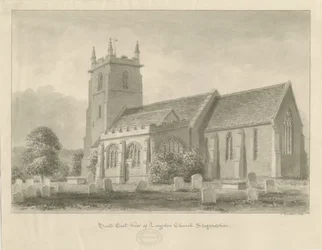 Longdon Church: sepia-tegning