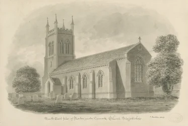 Norton Canes Church: sepia vask tegning
