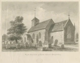 Ranton Church: sepia-tegning, 1842