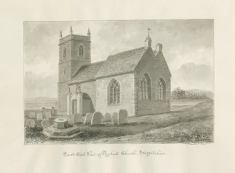 Rushall Church: sepia-tegning, 1845