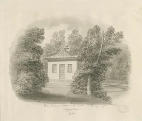 Shugborough - The Chinese Room: sepia vask tegning