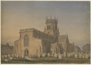 Stafford - St. Mary's Church: akvarelltegning, 1846