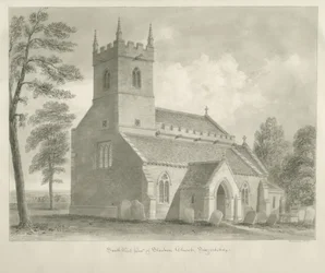 Standon kirke: sepia-tegning