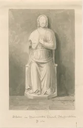 Swynnerton Church - Statue av Jesus Kristus: sepia vask tegning