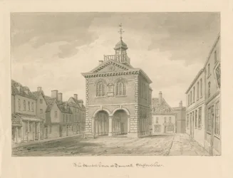 Tamworth - The Market House: sepia-tegning