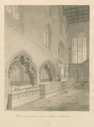 Tamworth Church - Monumenter: sepia-tegning