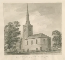 Thorpe Constantine Church: sepia vask tegning