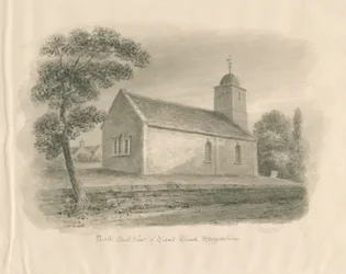Tixall kirke: sepia vasketegning, nd [?1841]