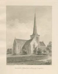 Walton-on-the-Hill Church: sepia vask tegning