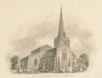 Wolstanton Church: sepia-tegning