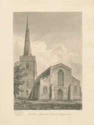 Wolstanton Church: sepia-tegning