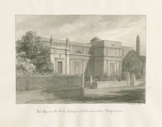 Wolverhampton - Det romersk-katolske kapell: sepia-tegning