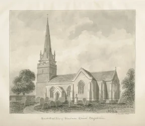 Wombourne Church: sepia-tegning, 1845