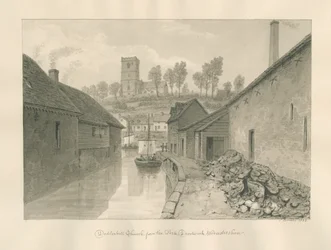 Worcestershire - Droitwich - Dodderhill Church Fjernsyn: sepia-tegning, 1833