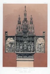 En elfenbensskåret triptyk, 1800-tallet.