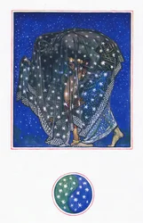 Reverie: Zamur-u-Din: I tusen år har natten over tusen himmel brakt menn hit, illustrasjon fra The Garden of Kama (og andre tekster fra India), 1920